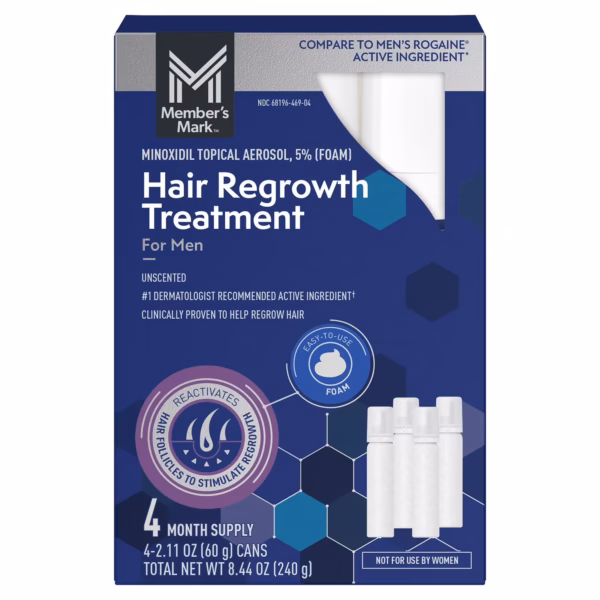 מינוקסידיל קצף 5% לגבר 4 בקבוקים | Member's Mark Minoxidil Foam